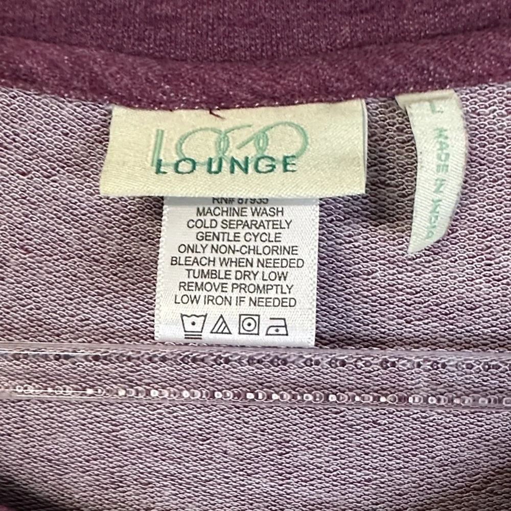 LOGO Lounge Long Sleeve Sweatshirt Floral Crochet Design Women's Size L - Picture 3 of 7